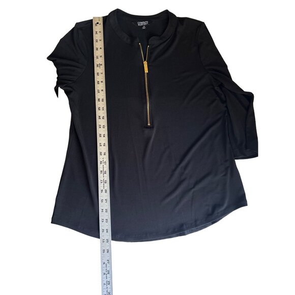 Ellen Tracy Womens Black 1/2 Zip-Front Blouse Size M Polyester/Spandex - Picture 6 of 8